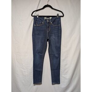 Seven7 Women's Dark Wash Tummyless High Rise Skinny Jeans Signature Red S Size 4